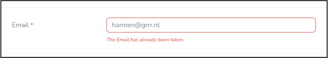 A screenshot a validation error in Laravel Nova.