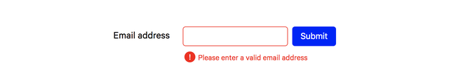A form with a red outlined input field and a red error message, accompanied by an icon